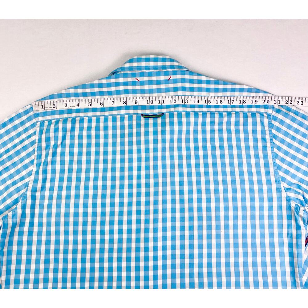 Robert Graham Blue White Gingham Check Long Sleeve Button Up Dress Shirt Size XL - Picture 8 of 11